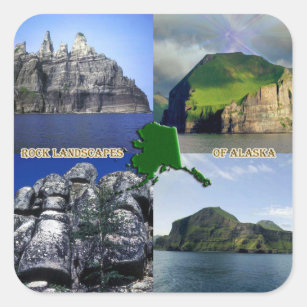 Adesivo Quadrado Rock Landscapes da Colagem do Alasca