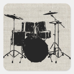 Adesivo Quadrado Rock n Roll Drums