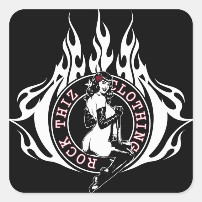 Adesivo Quadrado Rock Thiz Clothing Pinup Girl #3 (Frente)
