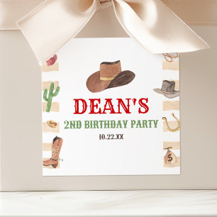 Adesivo Quadrado Rodeo Cowboy Ocidental Festa de aniversário Selvag