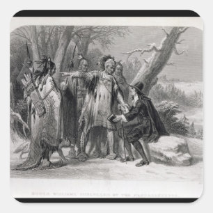 Adesivo Quadrado Roger Williams protegido pelo Narragansetts