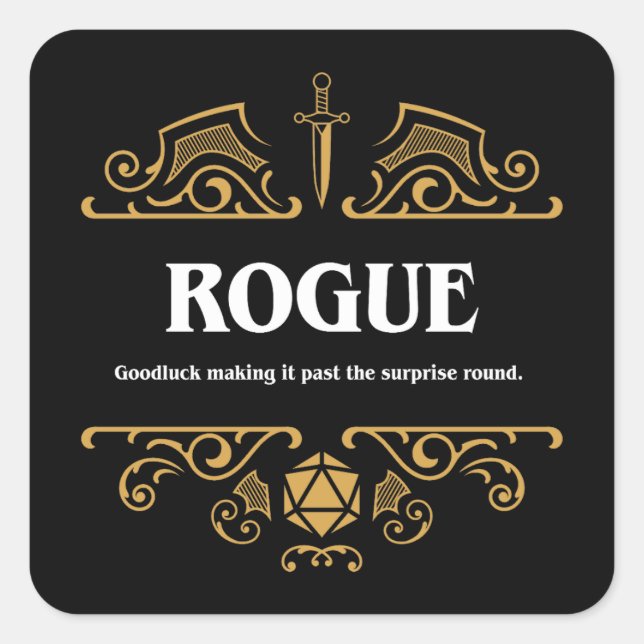 Adesivo Quadrado Rogue Class Tabletop RPG Gaming (Frente)
