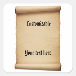 Adesivo Quadrado Rolagem de Proclamação de Pergaminho