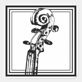 Adesivo Quadrado Rolagem de violino preto e branco com contornos pr