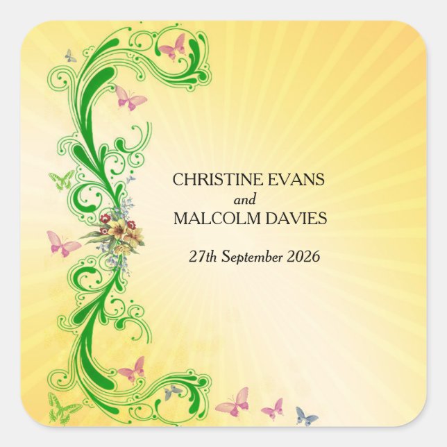 Adesivo Quadrado Rolamentos e Borboletas (Frente)