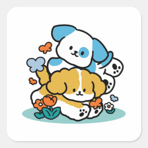 Adesivo Quadrado Rolando Para Maio Como Pups Felizes - Cachorro Pri