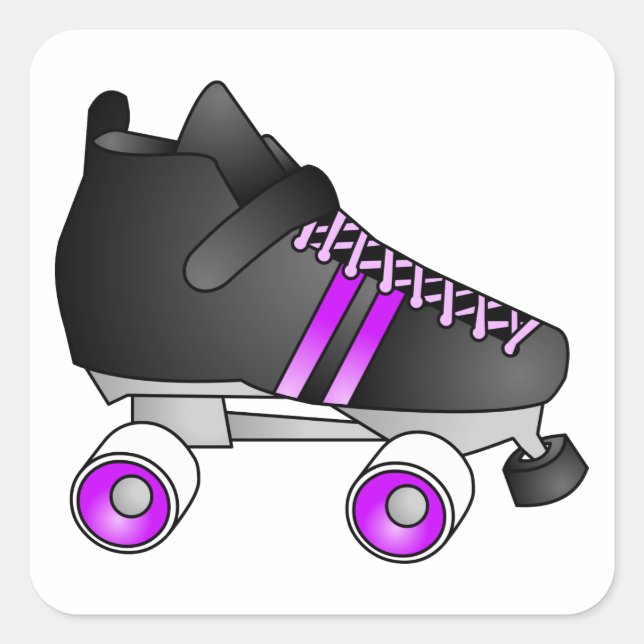 Adesivo Quadrado Roller Derby Skates preto e roxo (Frente)