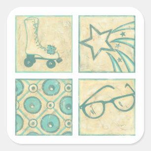 Adesivo Quadrado Roller Rink Woodblock Desenho de Chariklia Zarris