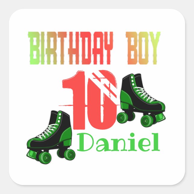 Adesivo Quadrado Roller Skating Birthday Boy Matando (Frente)