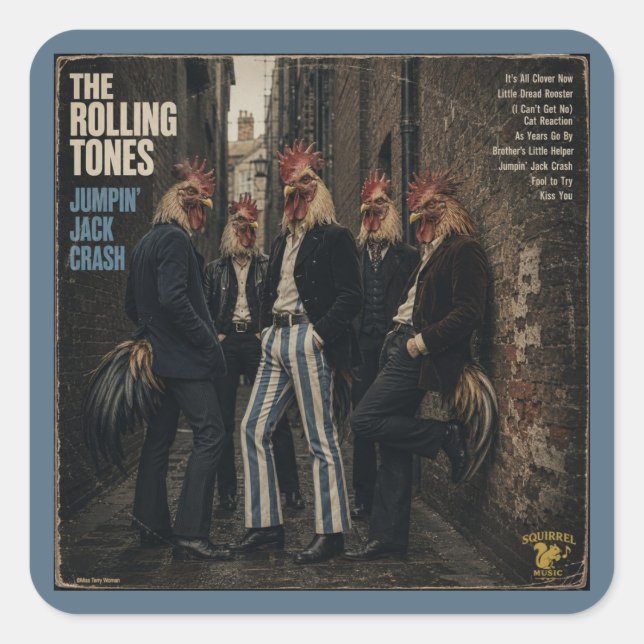 Adesivo Quadrado Rolling Tones: uma Paródia (Frente)