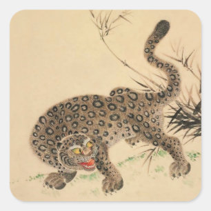 Adesivo Quadrado Rolo de Leopardo Manchado Japonês Antigo