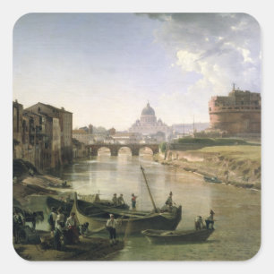 Adesivo Quadrado Roma nova com o Castel Sant'Angelo