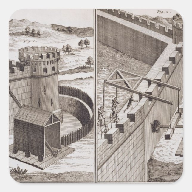 Adesivo Quadrado Roman Battering Rams, do Enciclopedie des S (Frente)