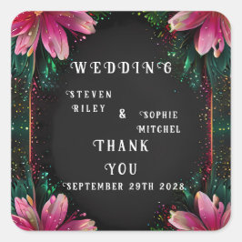 Adesivo Quadrado Romance Brilhante: Um Tema De Casamento Floral De