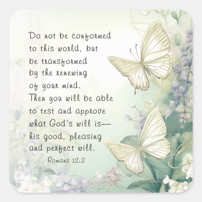 Adesivo Quadrado Romanos 12:2 Não se conformem com esta Bíblia do M (Frente)