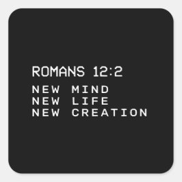 Adesivo Quadrado Romanos 12:2 Nova Mente Vida Criação Minimalista