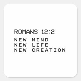 Adesivo Quadrado Romanos 12:2 Nova Mente Vida Criação Minimalista