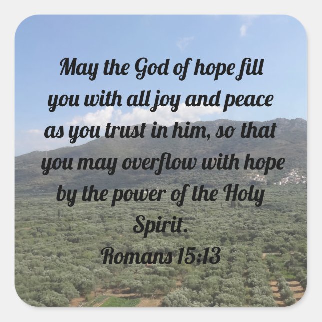 Adesivo Quadrado Romanos 15:13 Bíblia de Bênção Cristã (Frente)