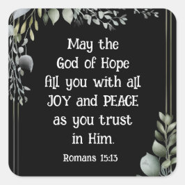 Adesivo Quadrado Romanos 15:13 Deus da Esperança, Bíblia Cristã Ver