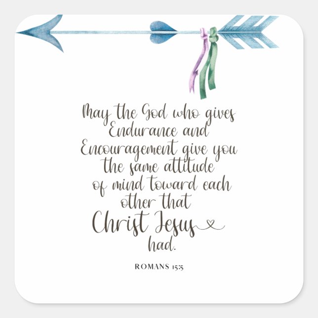 Adesivo Quadrado Romanos 15:5 Verso da Bíblia (Frente)