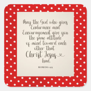 Adesivo Quadrado Romanos 15:5 Verso da Bíblia
