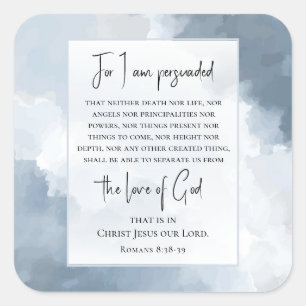 Adesivo Quadrado Romanos 8:38-39 Amor de Deus Bíblia Verso Cristão