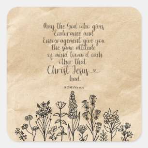 Adesivo Quadrado Romanos: Imagem Versa da Bíblia Cristã 15:5