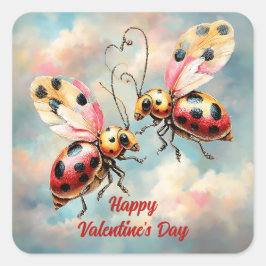 Adesivo Quadrado Romantic Ladybugs in Flight
