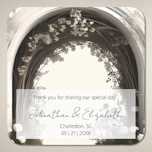 Adesivo Quadrado Romântica Boho Botânico Favor de Casamento