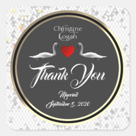 Adesivo Quadrado Romântico Wedding Swan
