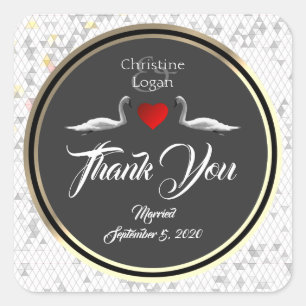 Adesivo Quadrado Romântico Wedding Swan
