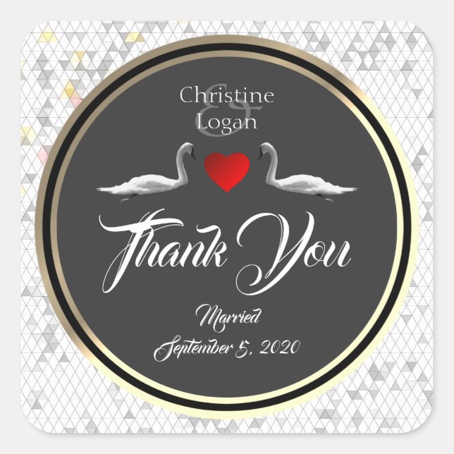 Adesivo Quadrado Romântico Wedding Swan (Frente)