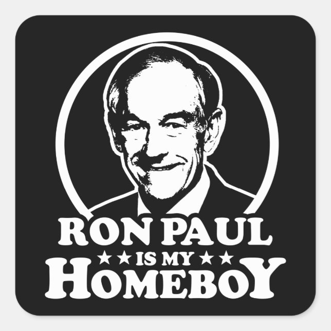 Adesivo Quadrado Ron Paul É Meu Ficar em casa (Frente)