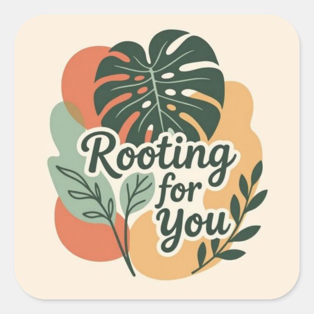Adesivo Quadrado Rooting for you Adorable Greenery (Frente)