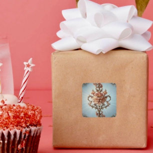 Adesivo Quadrado Rosa Barroca 