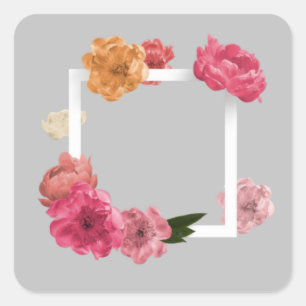 Adesivo Quadrado Rosa Beaukers Elegante Floral Sticker Coll