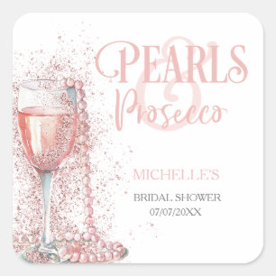 Adesivo Quadrado Rosa Bege Moderno Brilho Pérolas e Prosecco