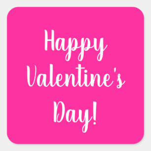 Adesivo Quadrado Rosa Brilhante Moderno Feliz Dia dos Namorados