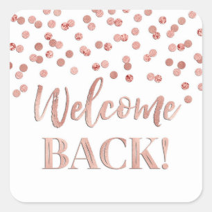 Adesivo Quadrado Rosa Confetti Dourado Bem-vindo ao Vinheta Quadrad