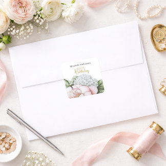 Adesivo Quadrado Rosa Corado Peônia Floral 18º Aniversário