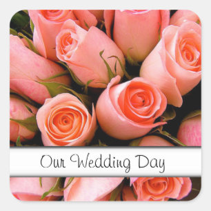 Adesivo Quadrado Rosa de Casamento Envelope Selos De Fenda Modelo