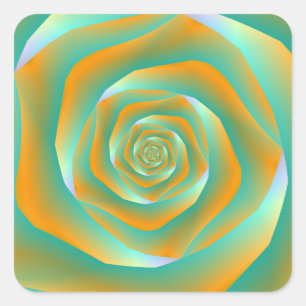 Adesivo Quadrado Rosa de espiral laranja e verde