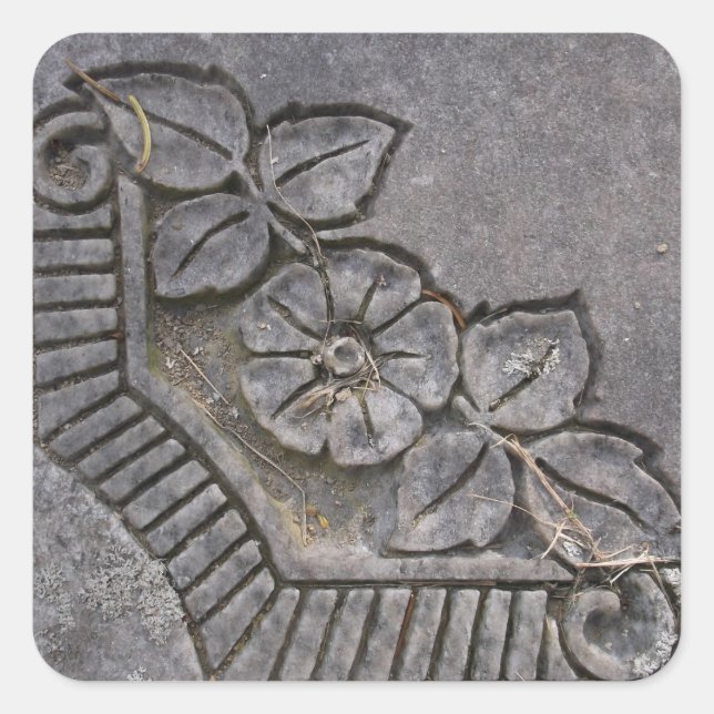 Adesivo Quadrado Rosa de pedra (Frente)