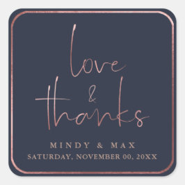 Adesivo Quadrado ROSA do PixDezines,  DOURADO LOVE+OBRIGADOS|COR DI