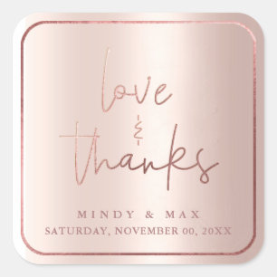 Adesivo Quadrado ROSA do PixDezines para DOURADO LOVE+OBRIGADOS