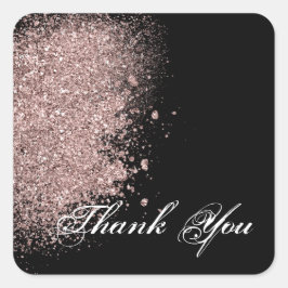 Adesivo Quadrado Rosa Dourada Glitter e Black Obrigado