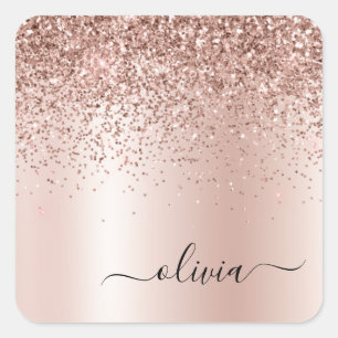 Adesivo Quadrado Rosa Dourado - Brilho Rosa Bege Glitter Metal Mono