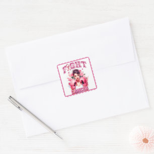 Adesivo Quadrado Rosa e Bonito Câncer de Mama Floral