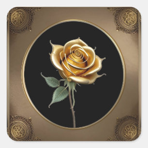 Adesivo Quadrado Rosa elegante com quadro decorativo do Ornamentado