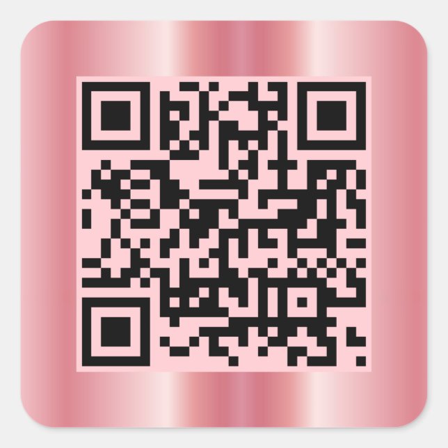 Adesivo Quadrado Rosa Elegante de código QR digitalizável Dourado p (Frente)